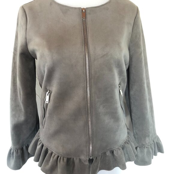 BLVD brand, Grey Faux Washable Suede Zip Front Jacket - Size S - Picture 1 of 6